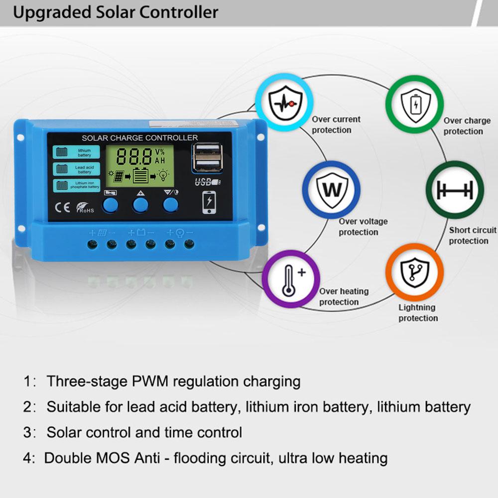 MPPT 50VDC Schermo colorato per batteria al litio ferro fosfato/piombo acido/litio Regolatore fotovoltaico Accessori per la casa Regolatore di carica solare
