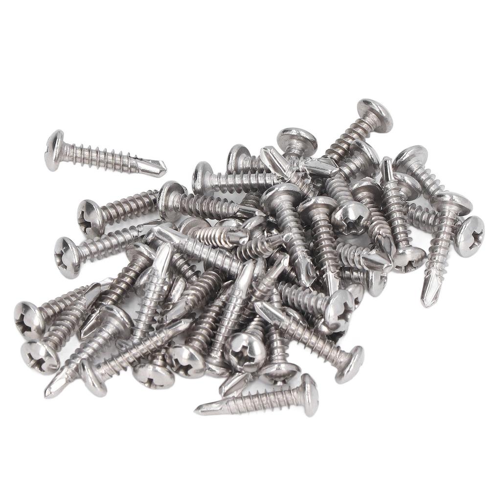 100 Stück Selbstbohrende Schraube Edelstahl Rundkopf M4.2x19 Befestigungselement Zubehör Set Kit