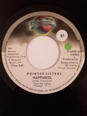 7-Zoll Schallplatte POINTER SISTERS - Happiness / Lay It On The Line P45902 Planet 1978 Kanada Soul/Funk Gebraucht