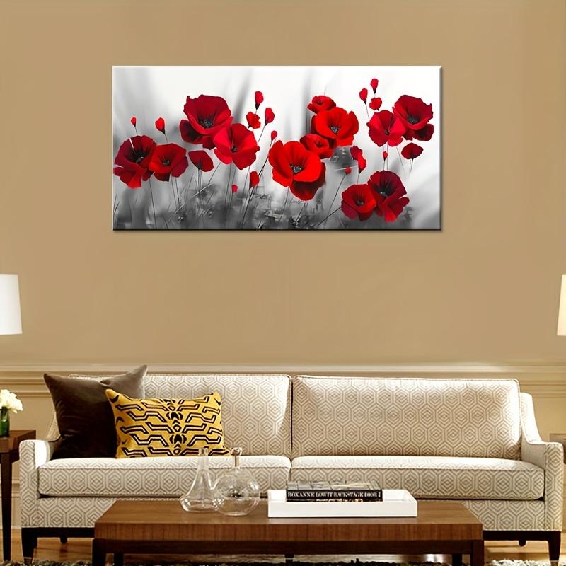 1pc Abstract Red Flower Painting Wall Art Decoration for Living Room Wall Decoration, Bedroom Wall Decoration, Canvas Wall Decor