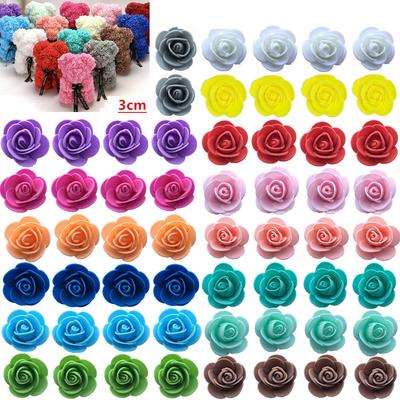 10/50/100 adet 3 cm Köpük Gül Ayı yapay çiçekler Diy Hediyeler Kutusu Düğün Dekoratif Noel Ev Dekor 20 Renk