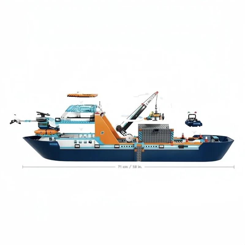 In Stock Compatible  Arctic Explorer Helicopter Rov Ship Building Block Toys Floatable Boat  Sub Orca Bricks Gifts For Boys 6036