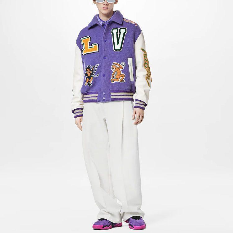 Louis Vuitton 2010s Multi-patch Leather Varsity Jacket 1AAHH5