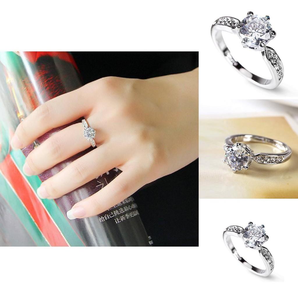 Elegant Womens Geometric White Copper Ring With Faux Diamond For Weddings And Engagements