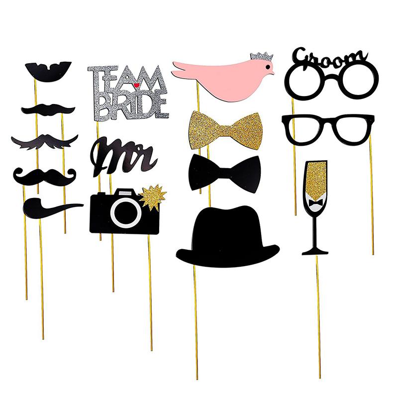 31 st Kreativa Bröllopsfest Handhållna Fotorekvisita Brud och Brudgum Lag Fotograferingsdekorationer Rolig Födelsedagsfest DIY Fotografering