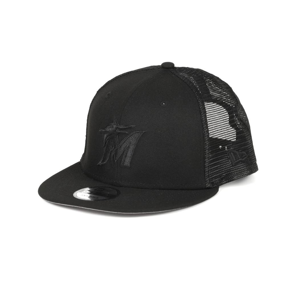 New Era MLB Cap Miami Marlins 9FIFTY Black On Black Snapback Mesh Free Size