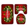 Christmas Waterproof Shower Curtain Four-Piece Floor Mat Combination Bathroom Water-Absorbing Non-Slip Carpet Door Mat Foot Mat