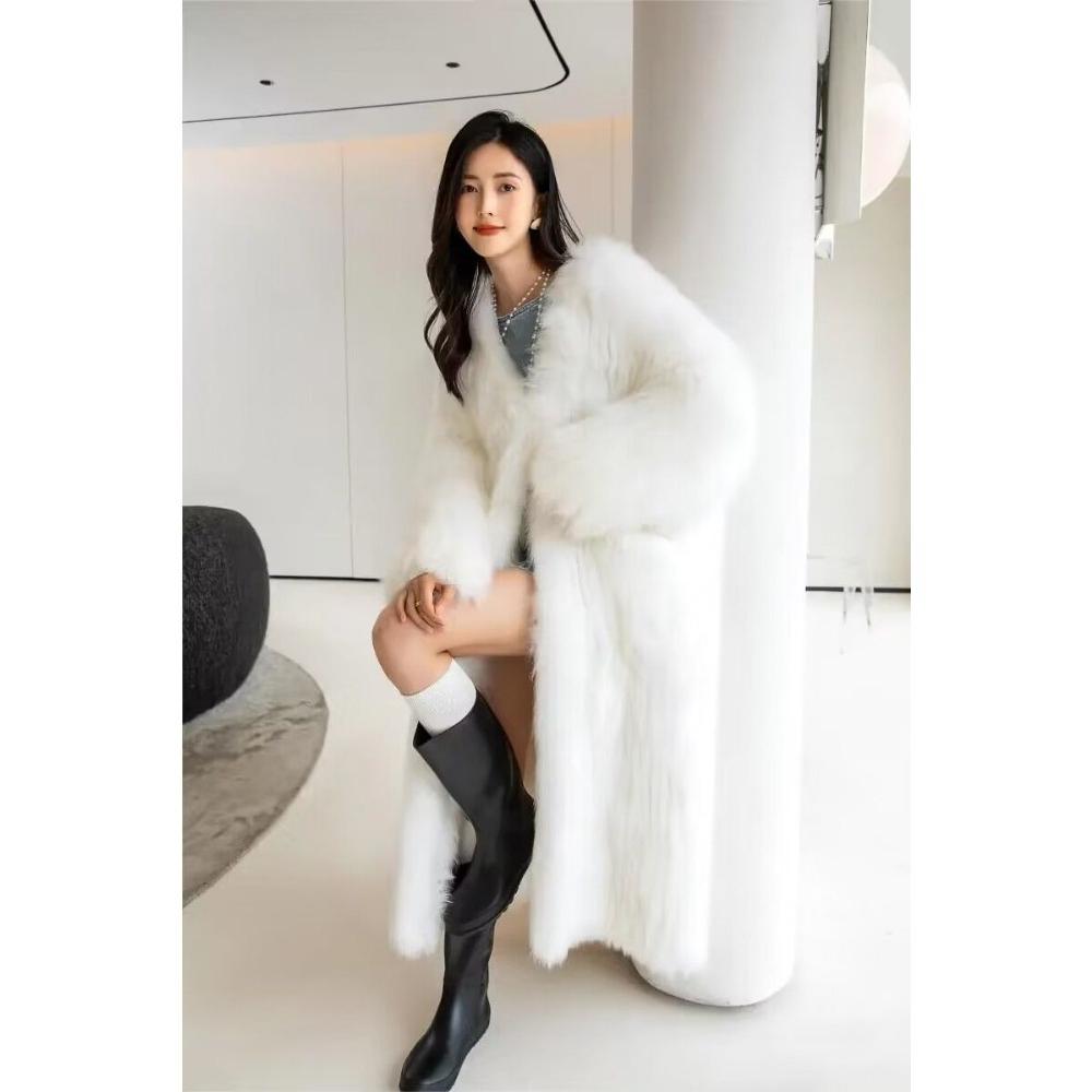 Fox Fur Coat Women's Long New Winter Faux Fur Coat Fashion Young Thickened Coat