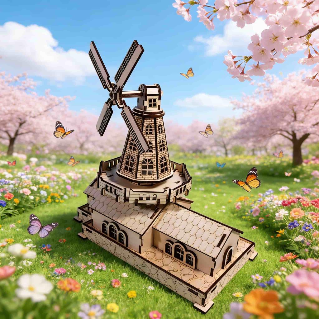 Windmill 3D Wooden Puzzle Miniature Kit DO-IT-YOURSELF Imaginative Present Home Decor Household Item Unique Present