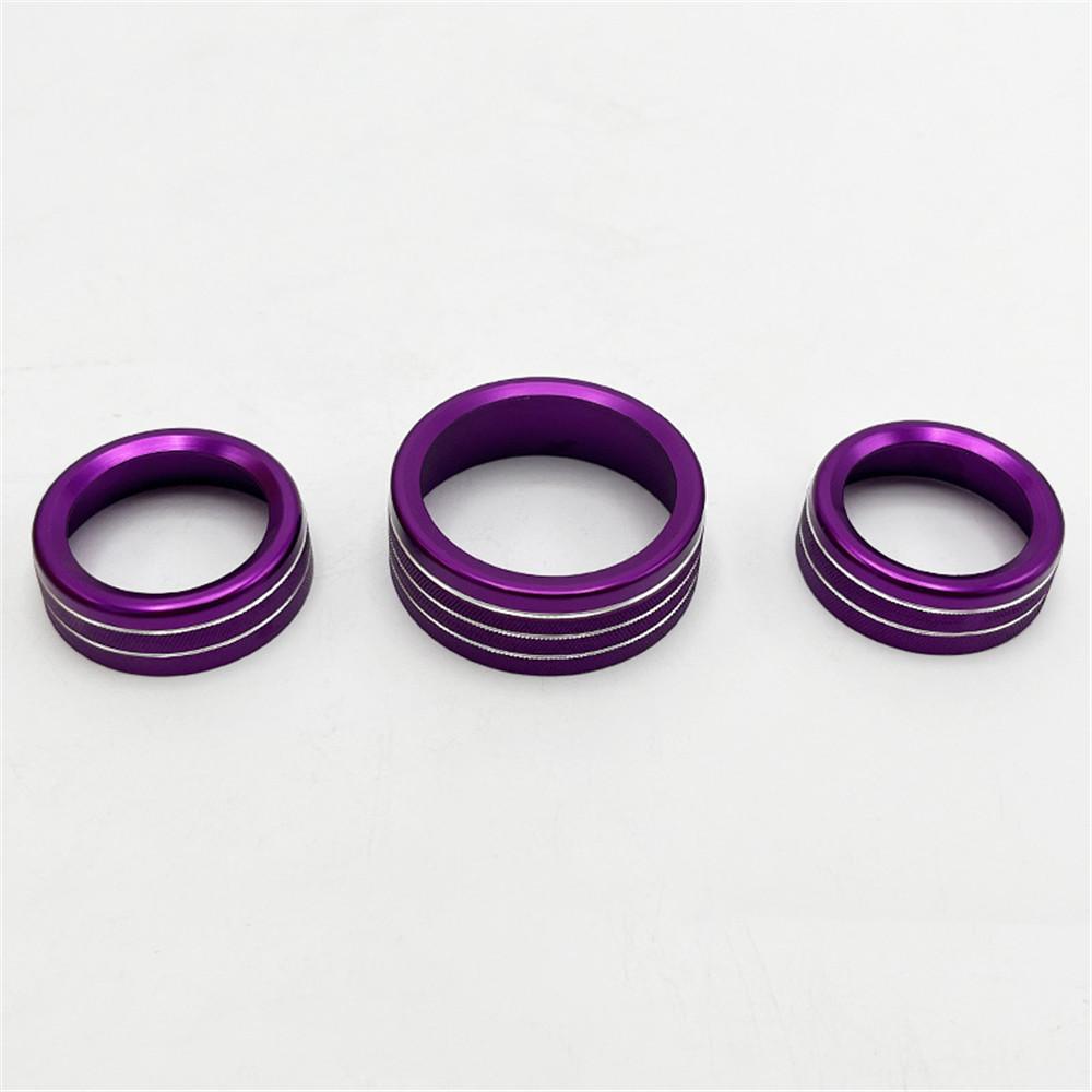 3pcs Air Conditioning Audio Switch Decor Ring Red Fit For Dodge Durango 300/300s