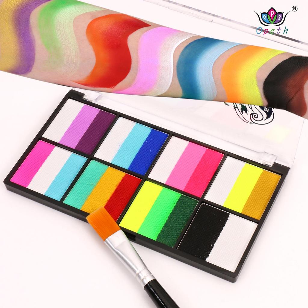 8-Color Water-Based Face and Body Paint Palette for Halloween and Stage Makeup