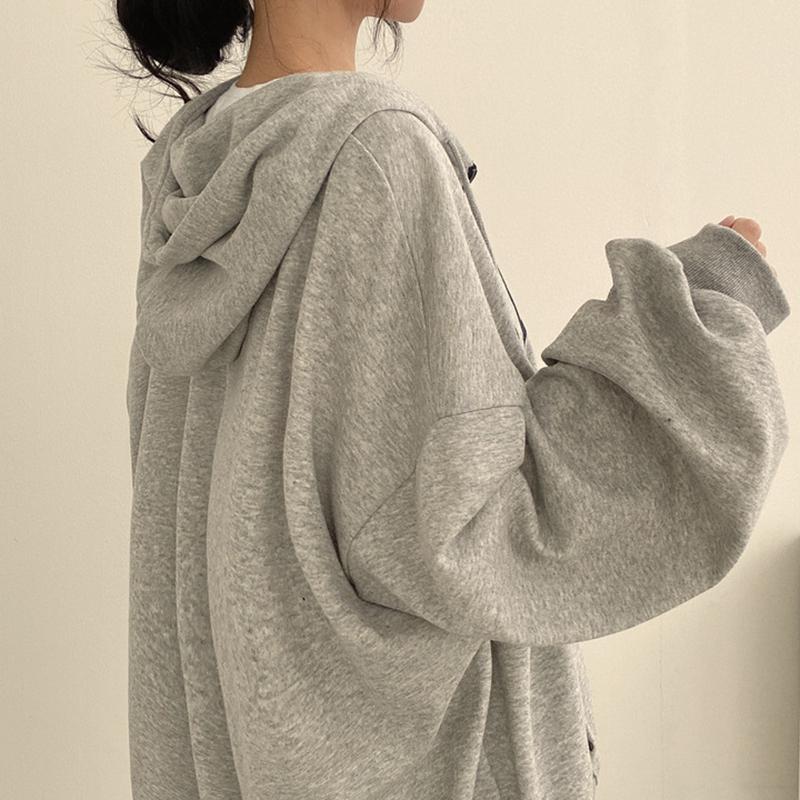 Women Zipper Hoodie Loose Top Fashion Letter Print Pullovers Harajuku Y2K Sweatshirt