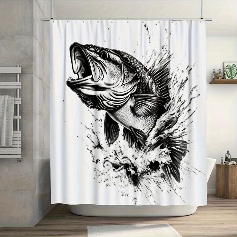 

1pc Artistic Black & White Shower Curtain - Leaping Fish Design, Durable Polyester Fabric, Easy Clean, 70x70 Inch for Bathroom 90x180cm35x71in