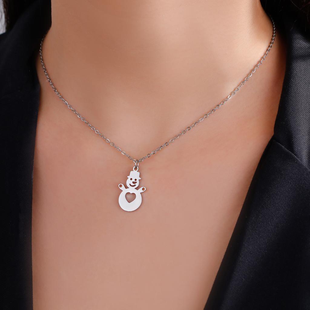 Snowman Female Necklace Stainless Steel Valentine's Day Gifts for Girlfriend Link Chain Jewelry One the Neck Gold Color 2025