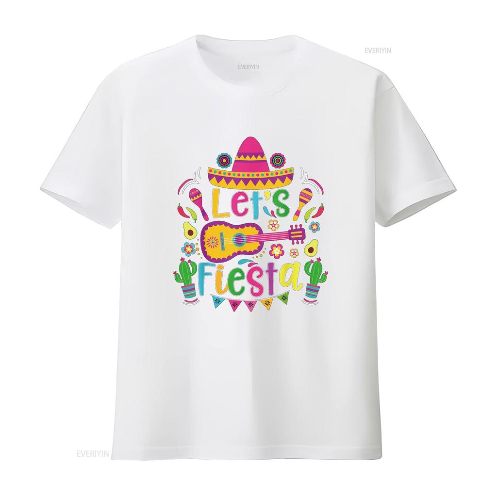Let s Fiesta Cinco De Mayo Mexican Guitar Cactus T Shirt vintage Washed fashion Casual Soft designer clothes Stylish Breathable