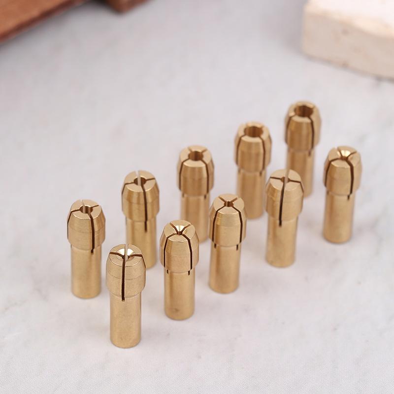 10Pcs/set Brass Chucks 0.5mm-3.2mm Mini Drill Chucks Adapter Chucks For Chuck Adapter Micro Collet Brass For Power Rotary Tool