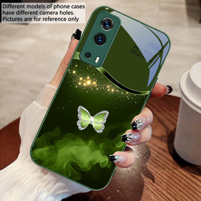 Pink Butterfly Ash Blue For Vivo Y76 16 55 V29 Lite 5G 25 23 30 iQOO Z9X 12 Pro Neo X200 100 90 60 Tempered Glass Phone Case