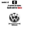 4pcs 56/60/65mm Volkswagen Car Wheel Center Cover Stickers Hub Cap For VW R Golf Touran Octavia Motion GTI Polo Auto Accessories pks2
