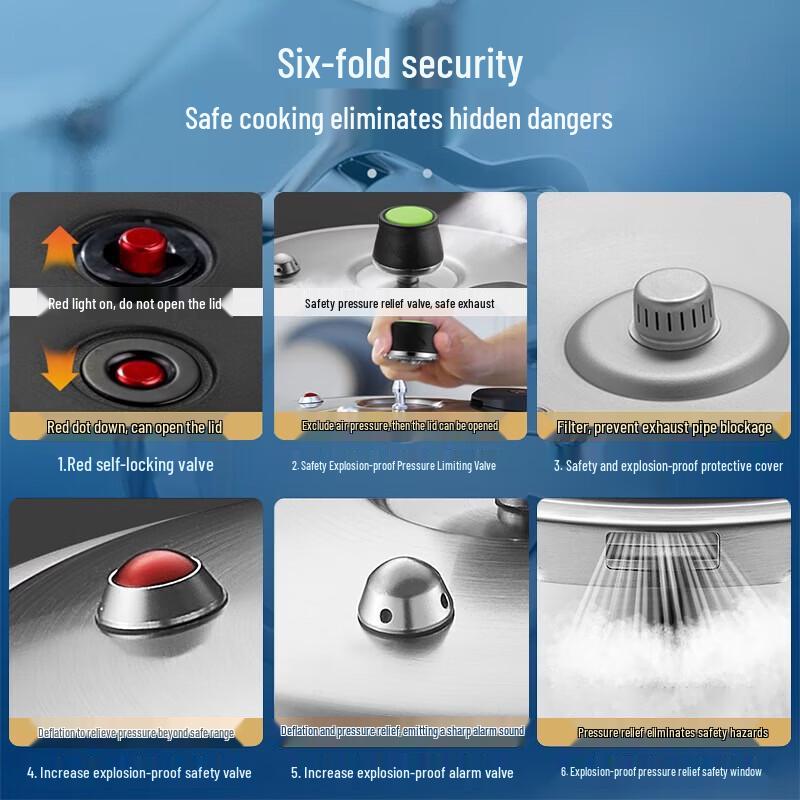 ASD 6.5L 304 Stainless Steel Multi-Hob Pressure Cooker