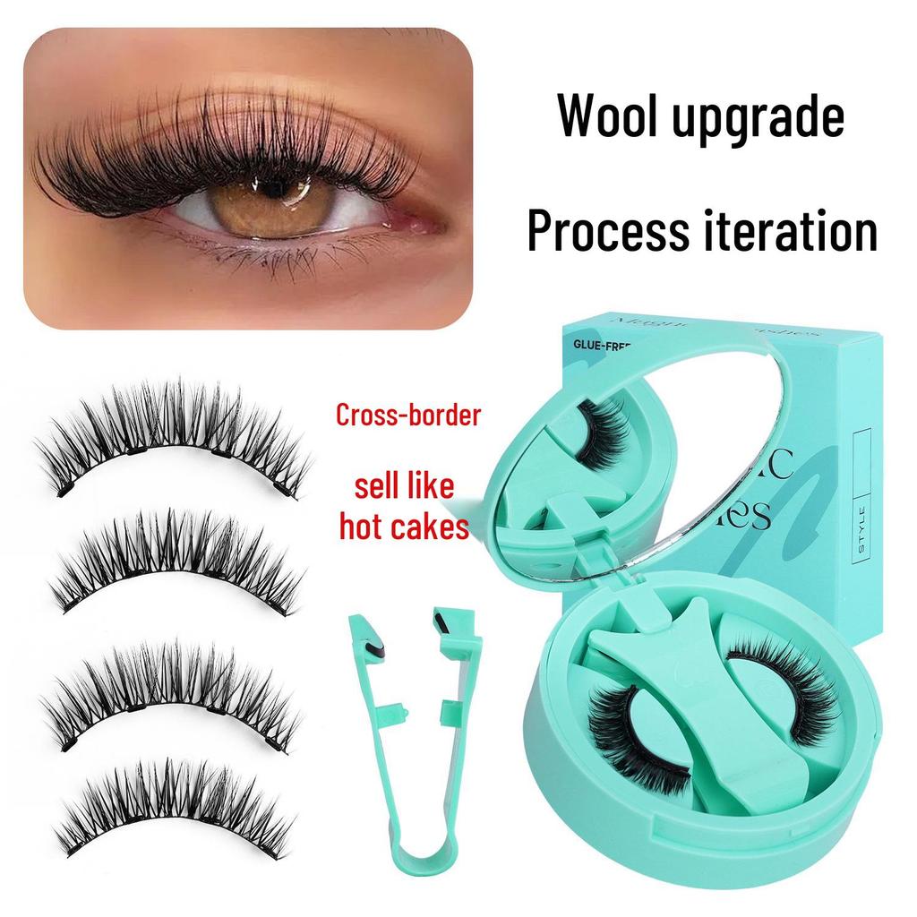 New Magnetic False Eyelashes Set: Colored, Glue-Free, One-Piece Design with Integrated Box.