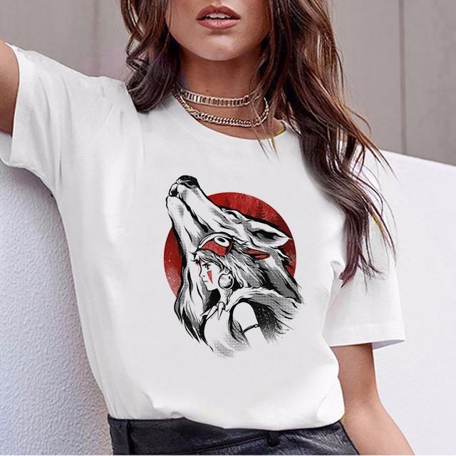Anime Totoro T Shirt Women Top Tee Shirts Spirited Away T-Shirt Tshirt Korean Style Kawaii 90S Graphic Harajuku Female Ulzzang