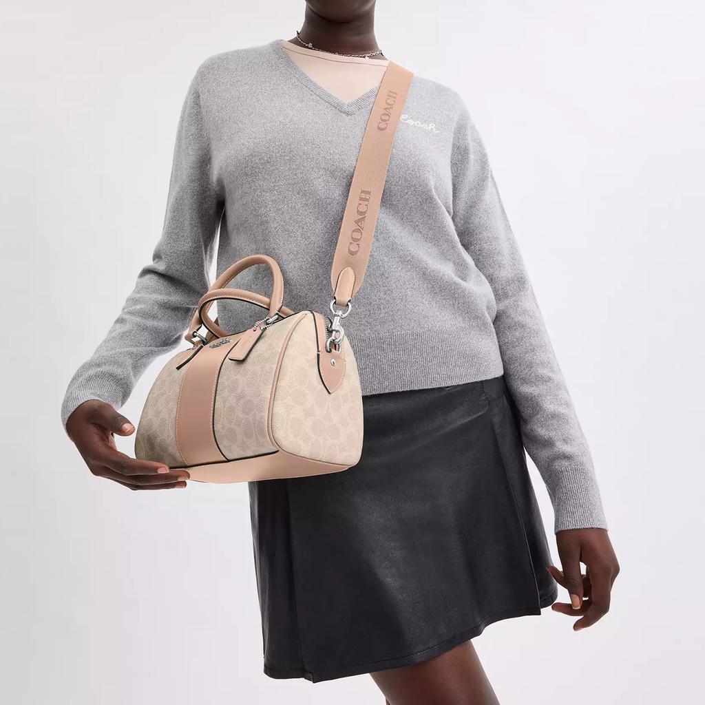 Coach Rowan 25 Zipper Closure Detachable Shoulder Strap Coated Canvas Shoulder Crossbody Tote Bag Medium Women Handbags CW376-SVPWH