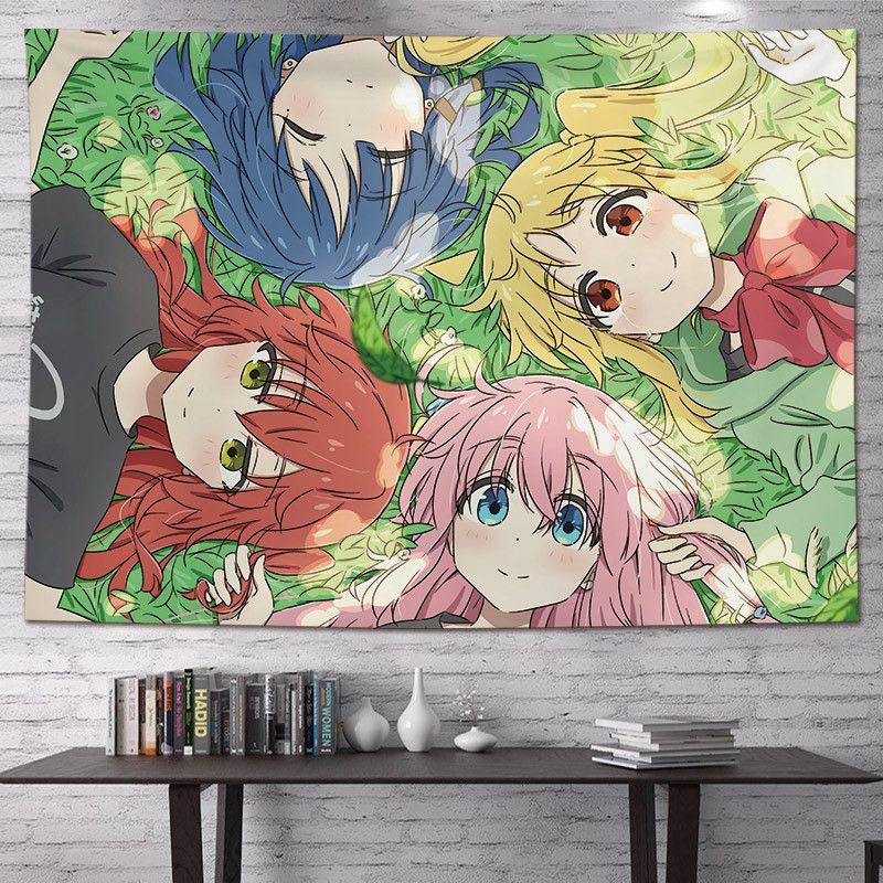 Lonely Rock Cute Anime Girl Tapestry, Cartoon Style Wall Hanging for Living Room Bedroom Esports Room Home Decor