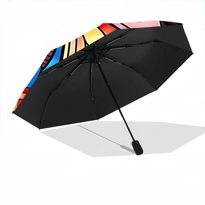 1pc Butterfly StainedGlass Automatic Folding Umbrella   Compact 8 Rib Design, Durable Iron Frame for Travel, Outdoor,  a0920090