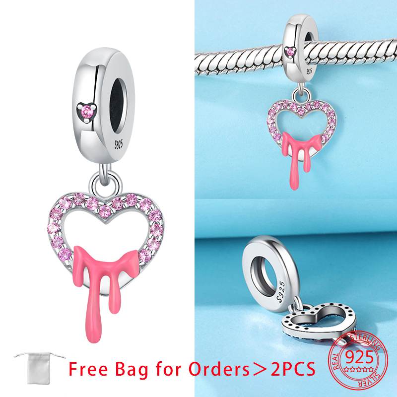Endless Love Flower Bead Charms Hearts Charm Bead Charms originales copper Dangle Pendants Jewellery Birthday Charm Bead Charms for Women