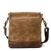 Casual Simple Canvas Shoulder Bag Men's Trendy Crossbody Batik Canvas with Leather Outdoor Travel Small Satchels