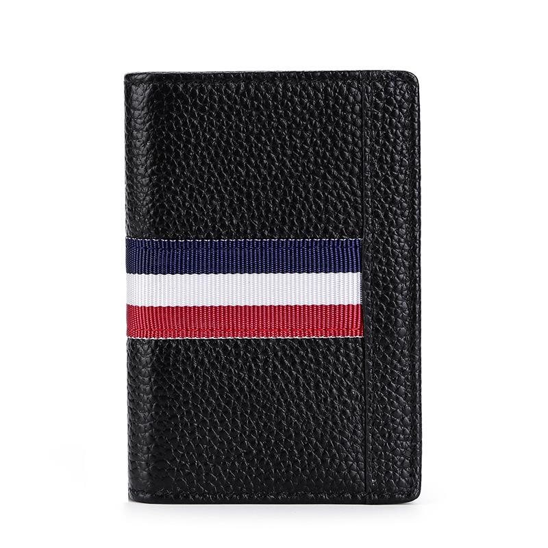 Card Bag, Card Cover, Card Clip, Genuine Leather, First Layer Cowhide, Multi-functional RFID Anti-magnetic Men's Contrasting Webbing Business