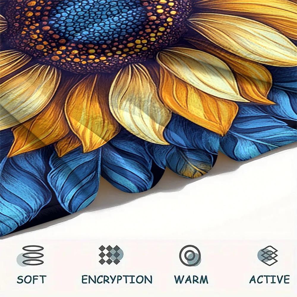 Sunflower Print Flannel Blanket, High Quality Comfortable for All Seasons, Home Decor, Warmth and Comfort, Perfect for Christmas Gifts