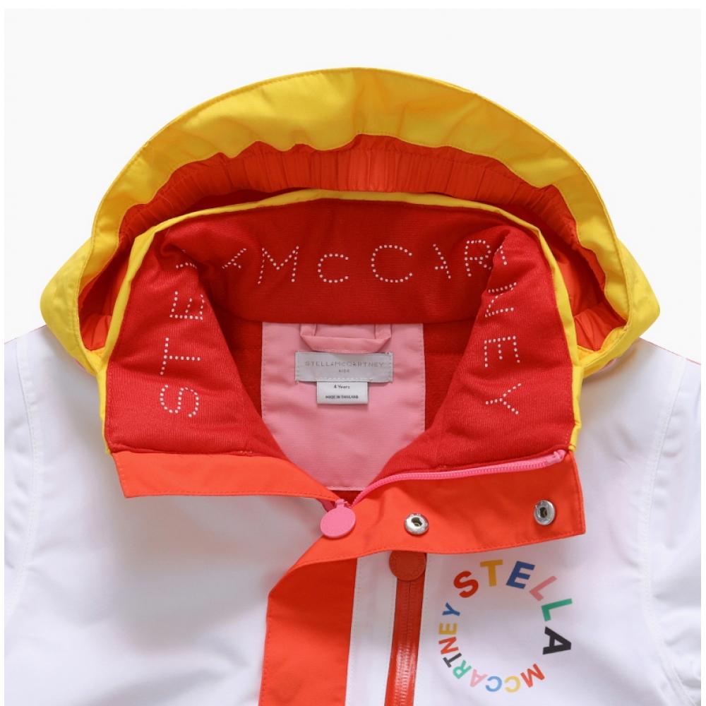 Stella Mccartney Tt2a20 Z0432 999 Color Block Round Logo Hooded Ski Kids Jacket