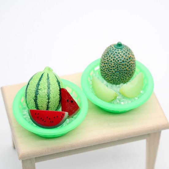 Mini Chilled Watermelon Set Miniature Basin with Cantaloupe Ice Cubes Mini