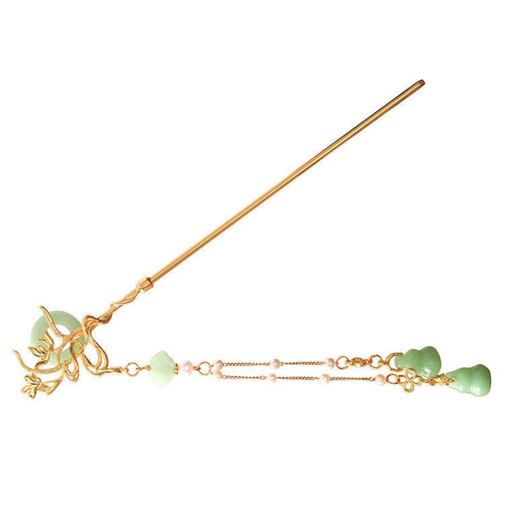 Chinese Style Hair Sticks Vintage Long Tassel Hair Chopsticks with Glaze for Bun Hair Accessories
