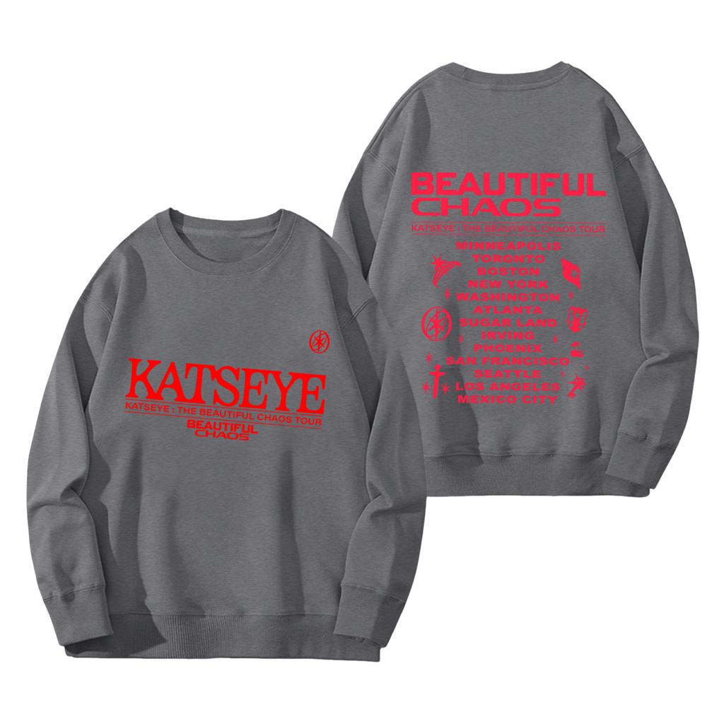 Women's Fashion Long Sleeve Print Round Neck Loose Pullover Sweater Top