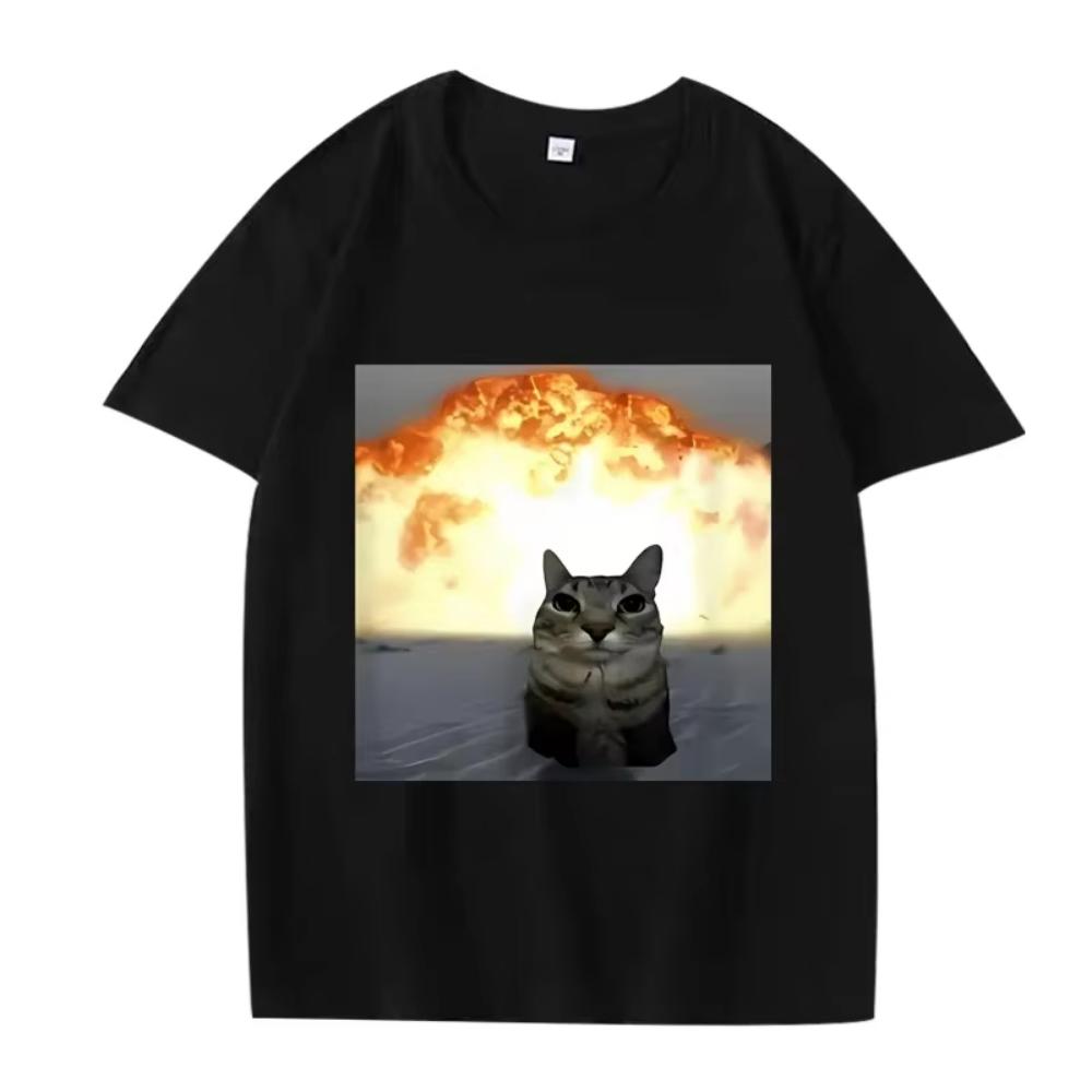 

Retro Funny Ibuprofen Cat Meme Graphic T Shirt Whimsical Cat Explosion Graphic T Shirt Summer Fashion Suitable for UnisexWomen S