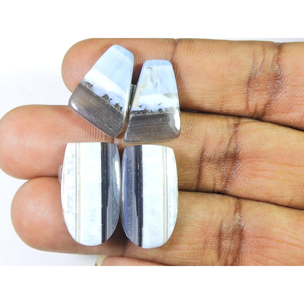 19-22MM Onwyee Blue Opal Matched pair Fancy Cabochon Loose Gemstone Lot SK-1640