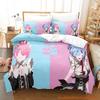 Re Zero Rem Ram Bedding Set Cartoon Anime Three-Piece Set Adult Kid Bedroom Duvetcover Sets 3D Kawaii Girl Twin Set
