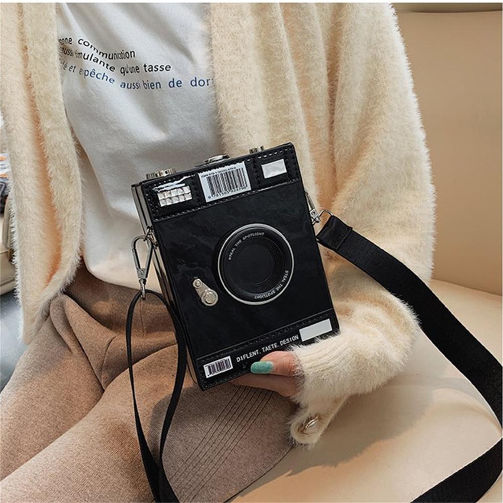 Moda casual personalidade criativa alça de ombro larga câmera pequena bolsa quadrada moda simples bolsa de ombro único bolsa crossbody