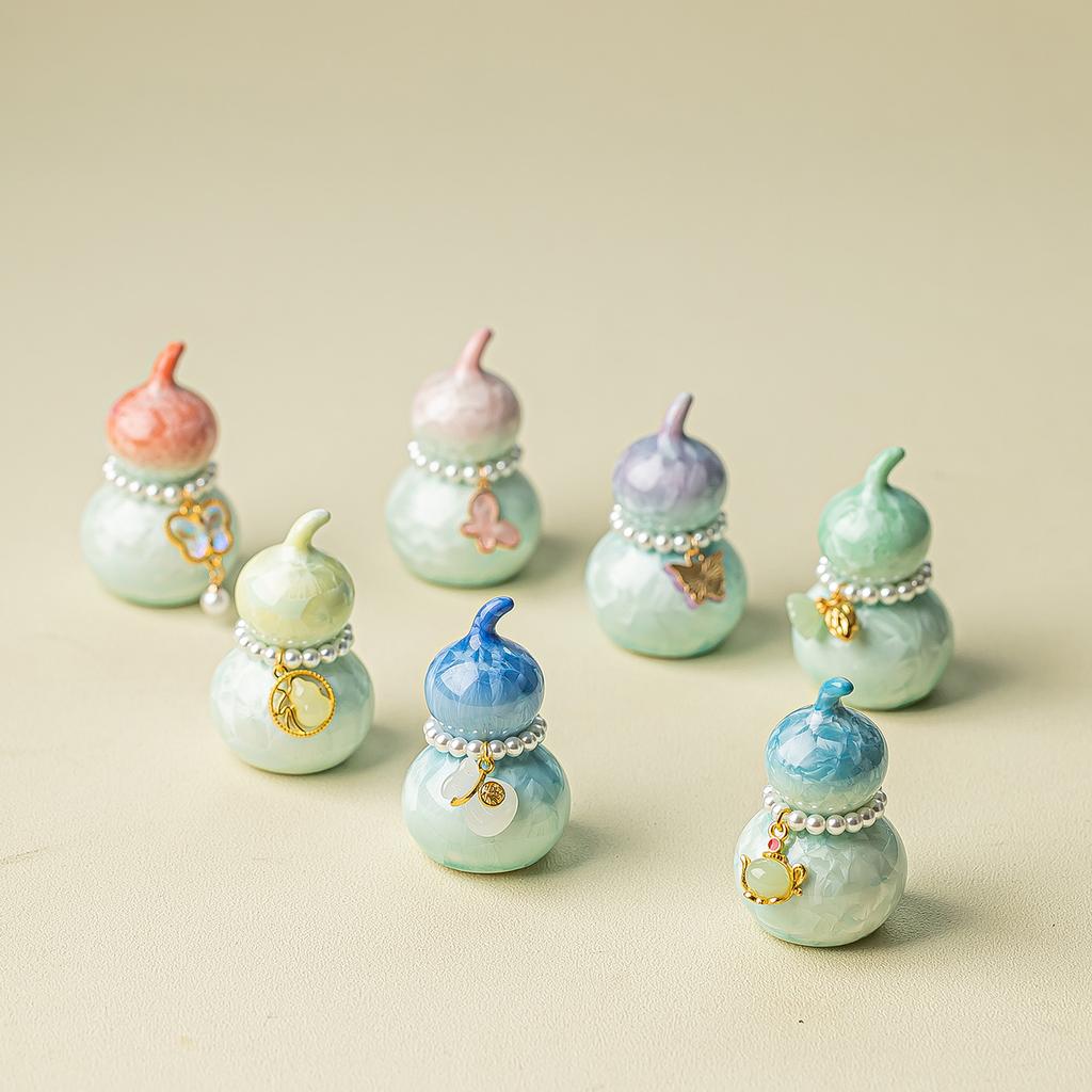 Ugnsväxlande kristallglasyr liten kalebass gradvis förändring keramiskt telek kontor hem skrivbord te husdjurs prydnad