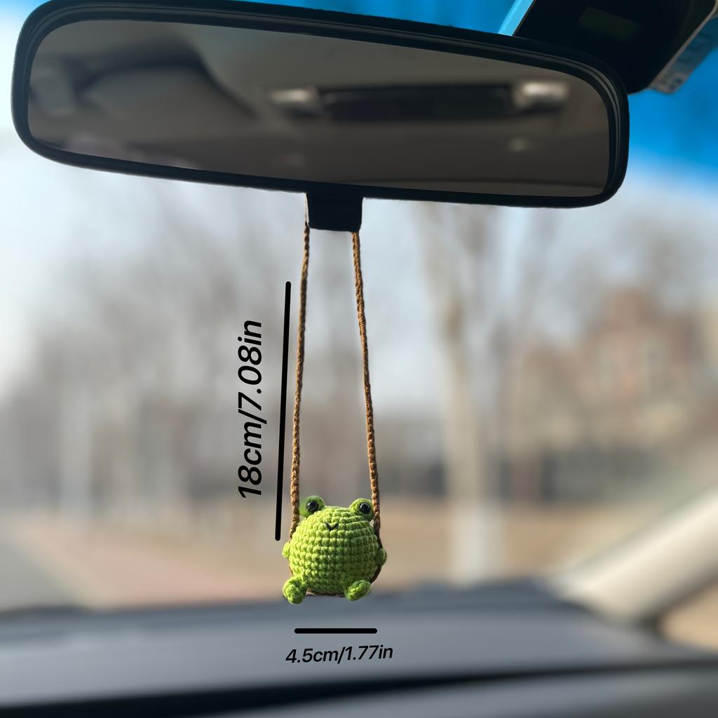 Handmade Crochet Frog Car Air Freshener with Cedar ScentGreen Fabric Frog Hanging Ornament for Rearview Mirror or Closet,Perfect for Easter