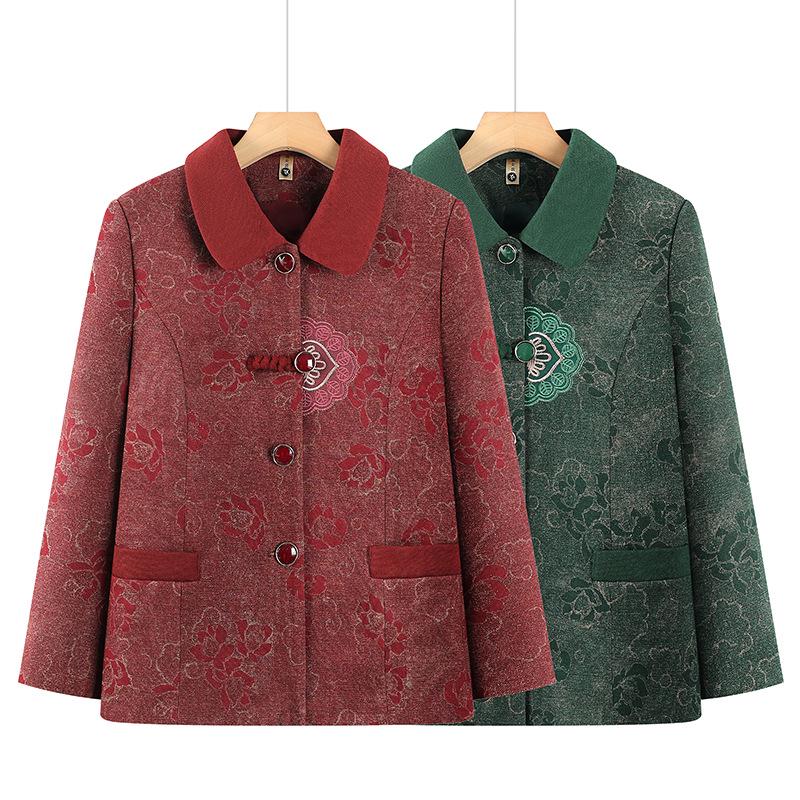 Autumn Lapel Cardigan for Middle-Aged & Elderly Women - Stylish Grandma Jacket for Spring & Autumn