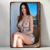 Vintage Metal Tin Sign  Sexy Model Bohemian Wall ArtHomeBarGarage