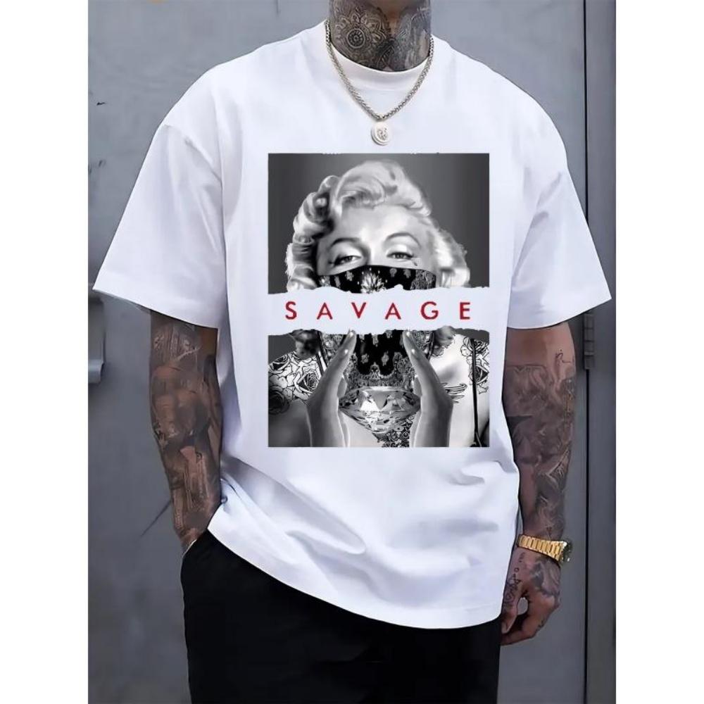 

European Sizes Vintage Style Pattern Print Men s Round Collar Short Sleeve T-shirt Fashionable Regular Version T-shirt Vacation Comfort S чёрный