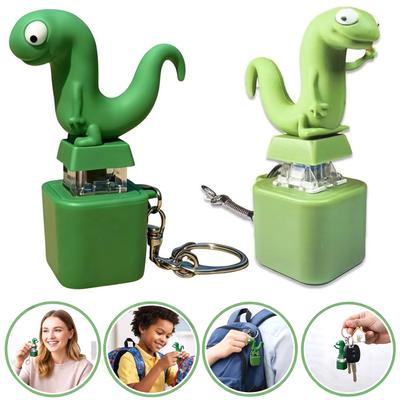 Porte-clés Son de Bouton Lézard Drôle Rechargeable Fidget Clicker Porte-clés Son de Bouton qui Clique avec Lumière LED Pour Soulager le Stress