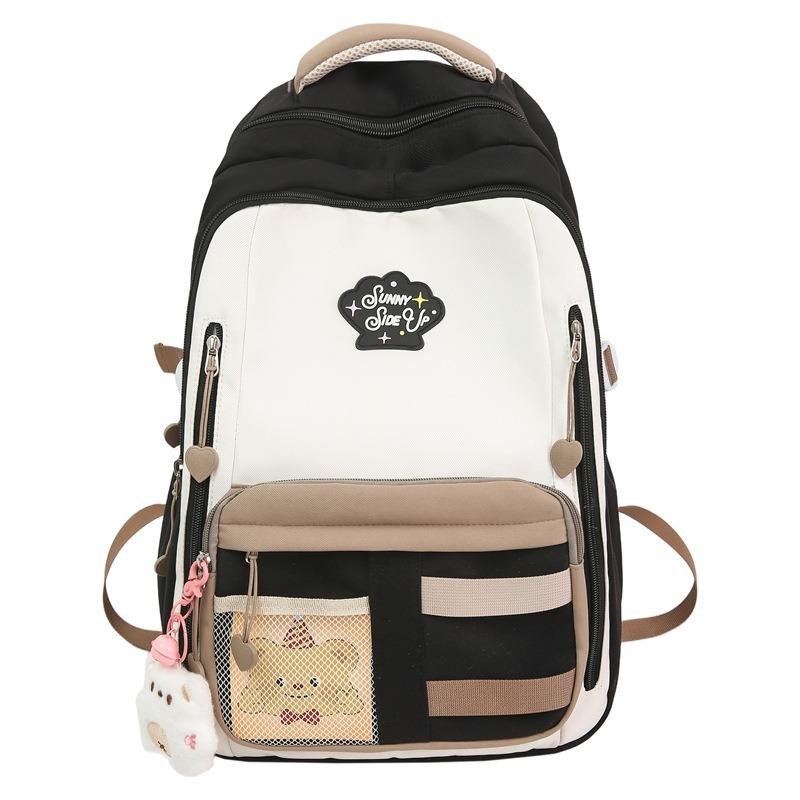 New High-value, Fresh and Sweet College Contrasting Color Splicing Backpack, Lightweight Backpack for Junior High School Students