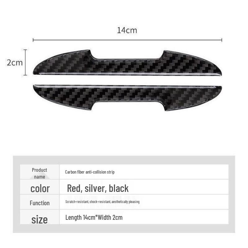 Car Door Edge  Rearview Mirror Carbon Fiber Anti-collision Strip Protector. Black Anti-collision Strips + 2 Rearview Mirrors