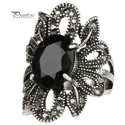 Vintage-Blumenring für Damen, plattierter Harz-Fingerschmuck