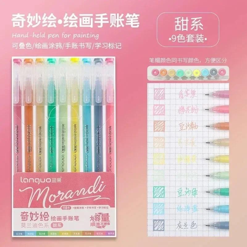 LANGUO 90/6 Colors Glitter Acrylic Painting Gel Pen Set 1.0mm Large Capacity Writing Pen Stationery Office School Supplies